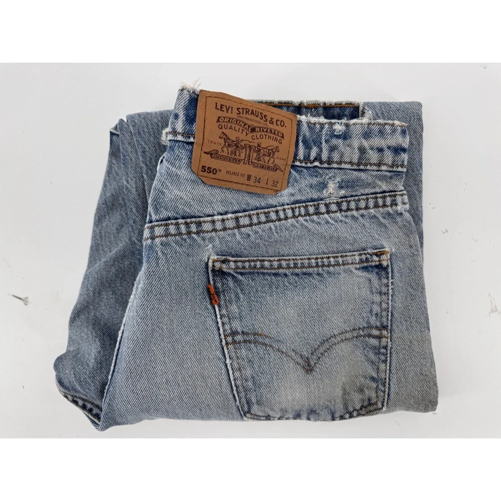 Distressed Vintage Levis‎ 550 Orange Tab Relaxed Fit Mens Jeans W32 L32 Ripped